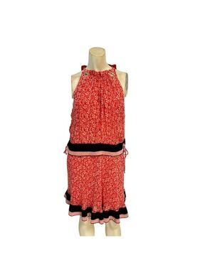 Derek Lam 10 Crosby Women's Silk Tiered Halter Dress Poppy 4